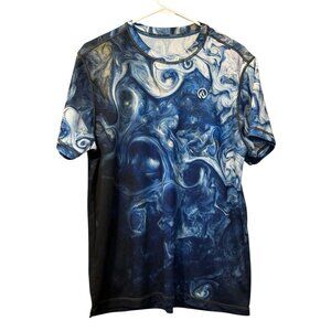 Ink N Burn Men's‎ Shirt Size 2X Multicolor Blue Swirl Long Sleeve Stretch Light